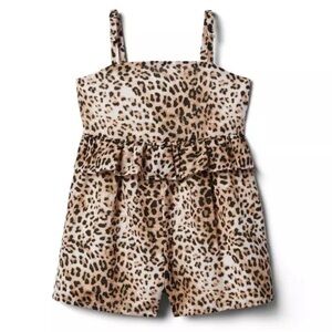 Janie and Jack Parchment Leopard Print Peplum Romper SIZE 3